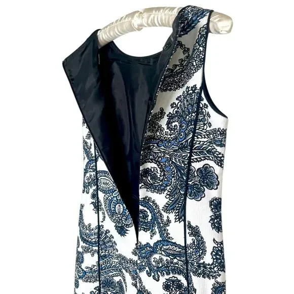 Talbots Women's Sz 4 Cotton Blend Paisley Sheath Dress Sleeveless Career Office - Picture 5 of 9